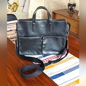 Matt & Nat Unisex Briefcase - Black with purple lining.